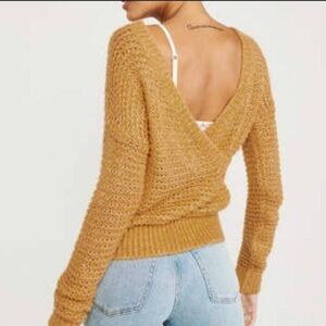 Abercrombie & Fitch Open Knit Open Faux Wrap Blouson Back Sweater Sz. XL EST
